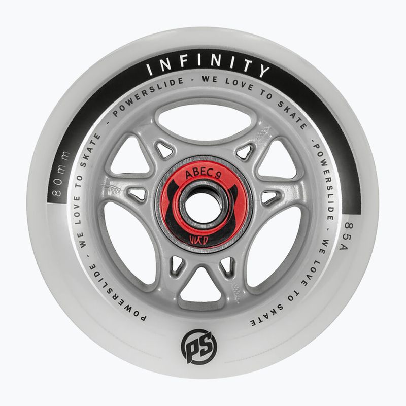 Powerslide Infinity 80 RTR ABEC9/Spacer riedučių ratai 4 vnt. pilkos spalvos