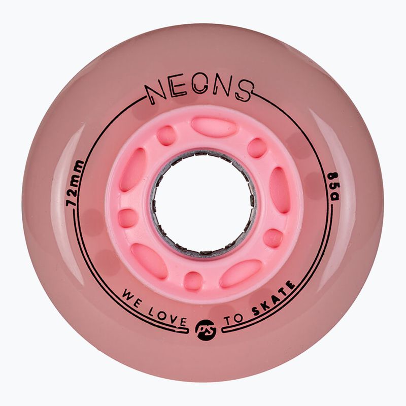 Riedučių ratukai Powerslide Neons LED 72 mm/85 A 4 pcs. rose