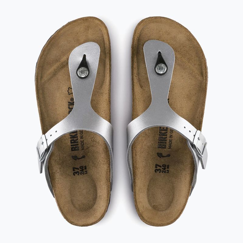 Šlepetės per pirštą BIRKENSTOCK Gizeh Birko-Flor Narrow silver 4
