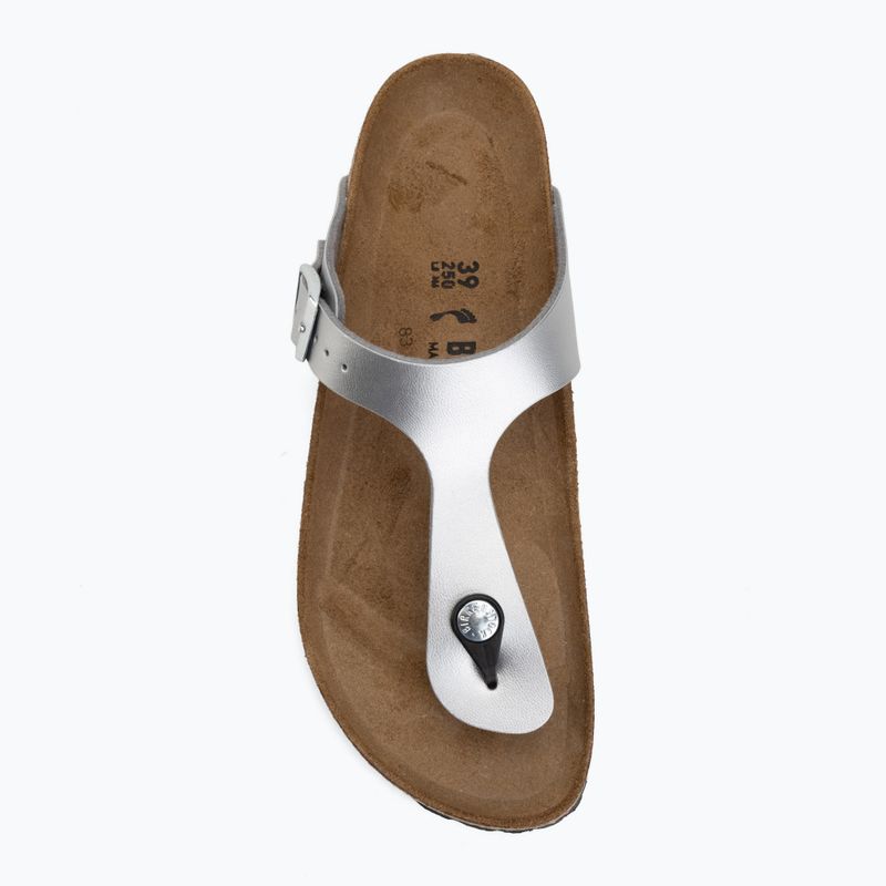 Šlepetės per pirštą BIRKENSTOCK Gizeh Birko-Flor Narrow silver 5
