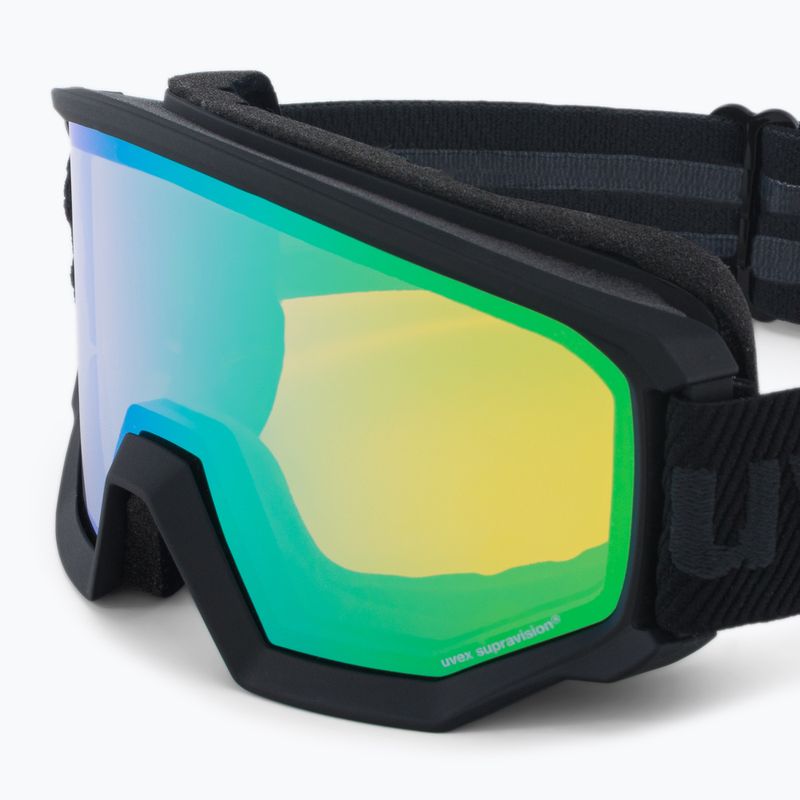 Slidinėjimo akiniai UVEX Athletic FM black mat/mirror green lasergold lite55/0/520/2330 5