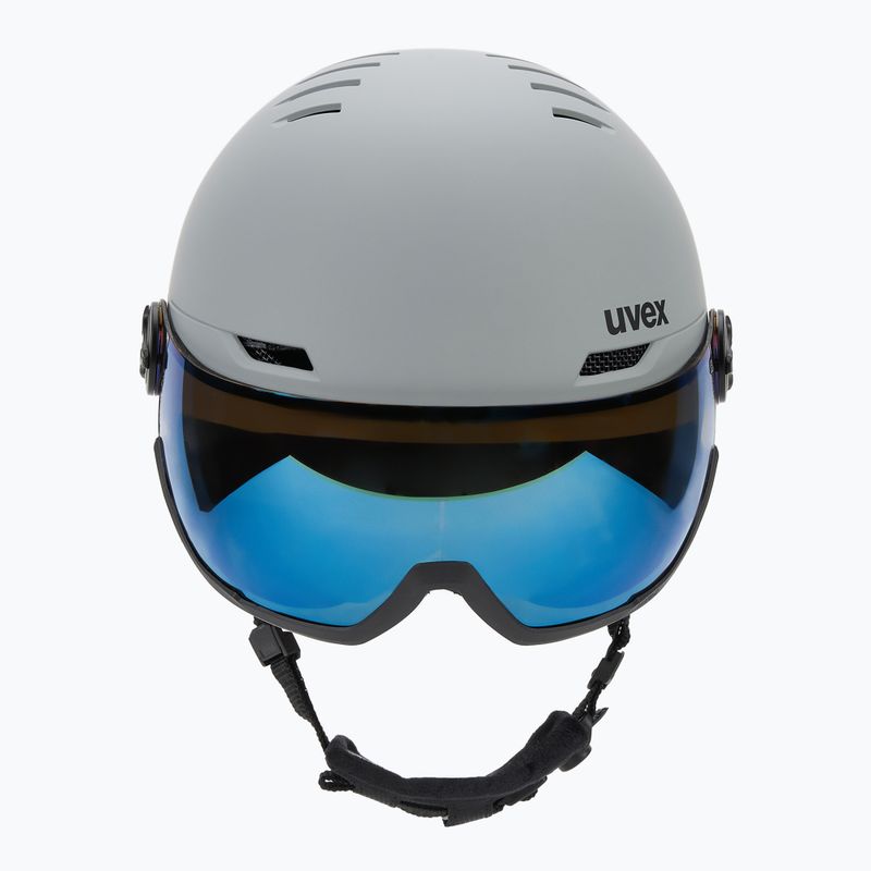 Slidinėjimo šalmas UVEX Wanted Visor rhino matt/mirror blue/smoke 2