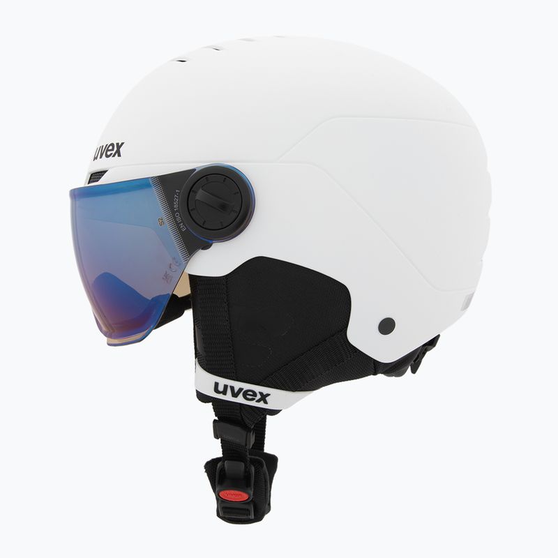 Vaikiškas slidinėjimo šalmas UVEX Rocket Visor Jr white/black matt/mirror blue/smoke 3