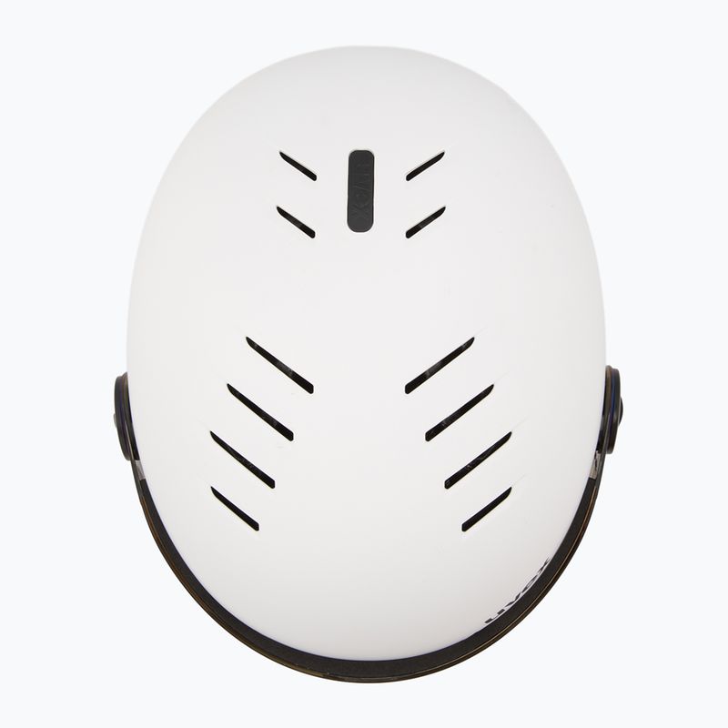 Vaikiškas slidinėjimo šalmas UVEX Rocket Visor Jr white/black matt/mirror blue/smoke 6