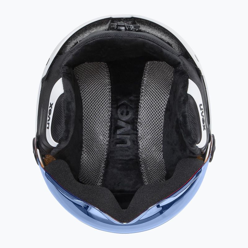 Vaikiškas slidinėjimo šalmas UVEX Rocket Visor Jr white/black matt/mirror blue/smoke 4