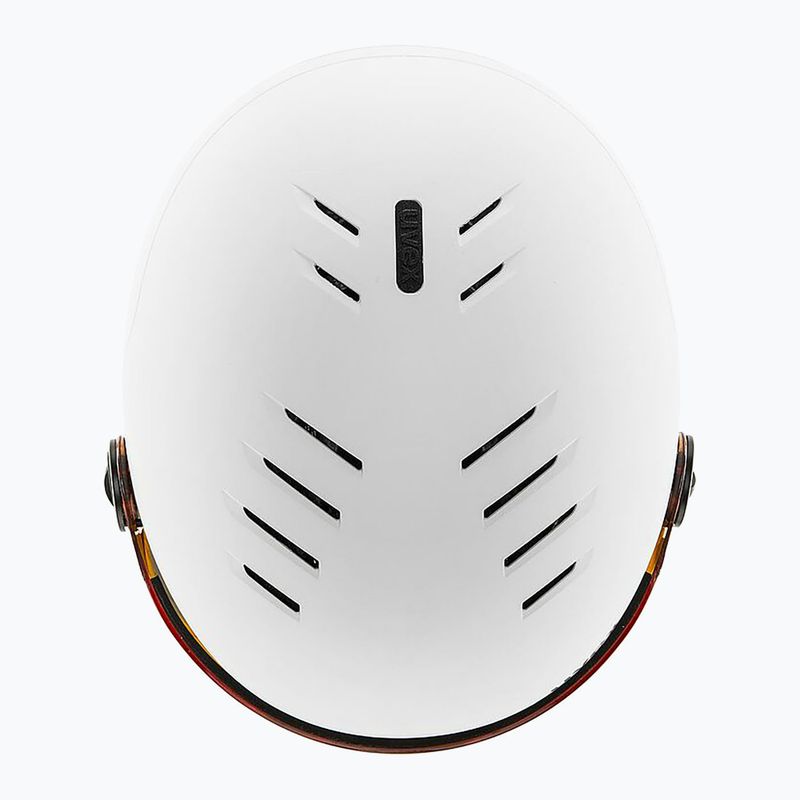 Vaikiškas slidinėjimo šalmas UVEX Rocket Visor Jr white/black matt/mirror blue/smoke 5