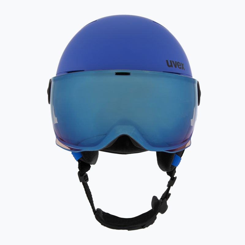 Vaikiškas slidinėjimo šalmas UVEX Rocket Visor Jr blue matt/mirror blue/smoke 2
