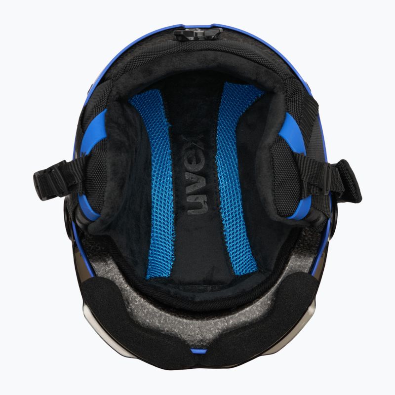Vaikiškas slidinėjimo šalmas UVEX Rocket Visor Jr blue matt/mirror blue/smoke 5