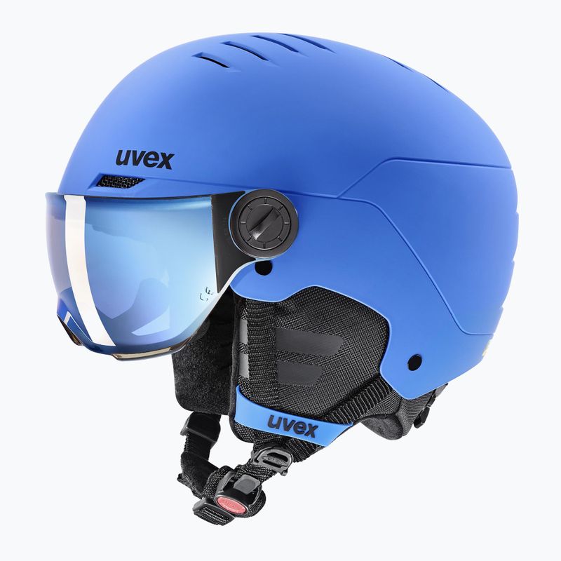 Vaikiškas slidinėjimo šalmas UVEX Rocket Visor Jr blue matt/mirror blue/smoke 3