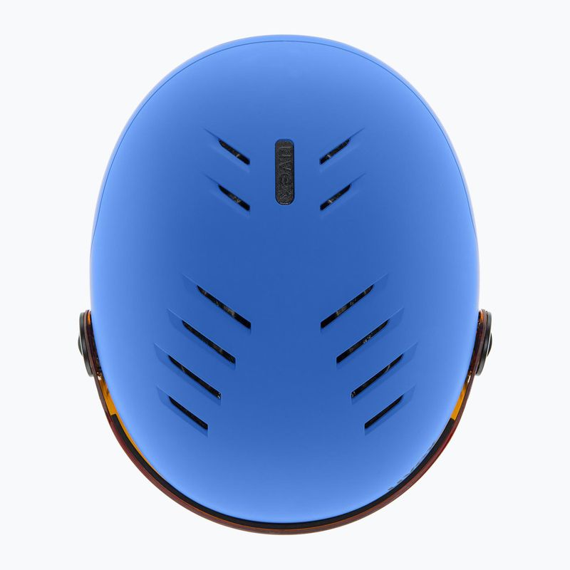 Vaikiškas slidinėjimo šalmas UVEX Rocket Visor Jr blue matt/mirror blue/smoke 4