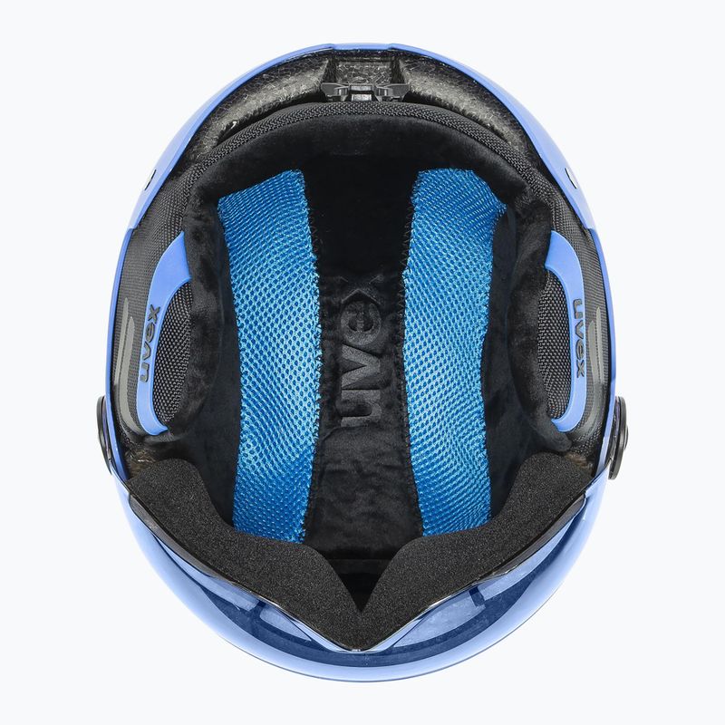 Vaikiškas slidinėjimo šalmas UVEX Rocket Visor Jr blue matt/mirror blue/smoke 5