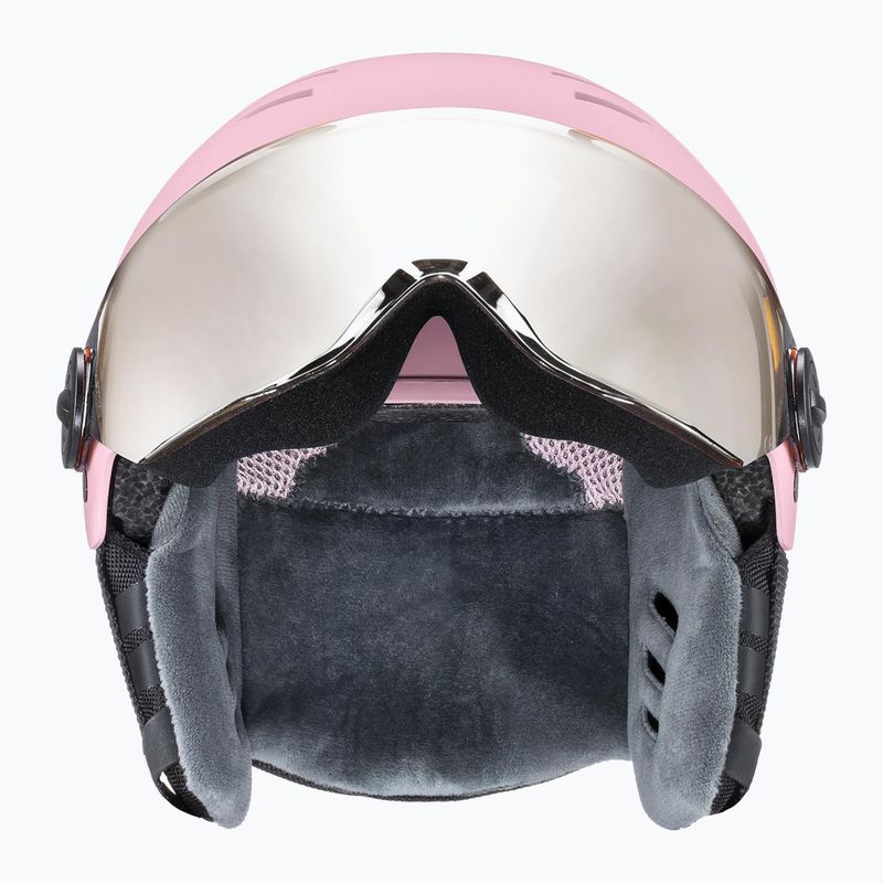 Vaikiškas slidinėjimo šalmas UVEX Rocket Visor Jr pink confetti matt/mirror silver/lasergold lite 3