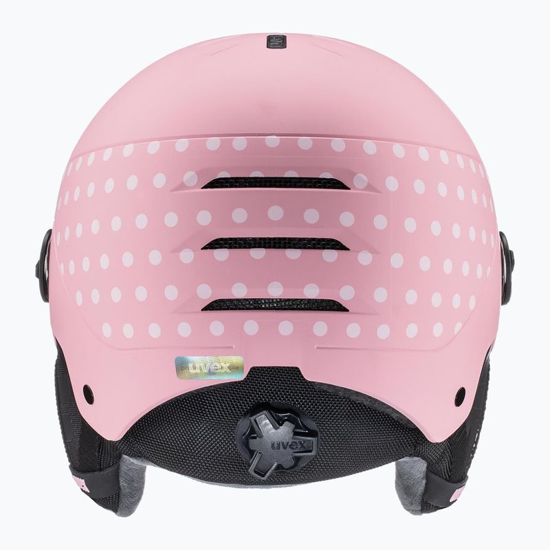 Vaikiškas slidinėjimo šalmas UVEX Rocket Visor Jr pink confetti matt/mirror silver/lasergold lite 4