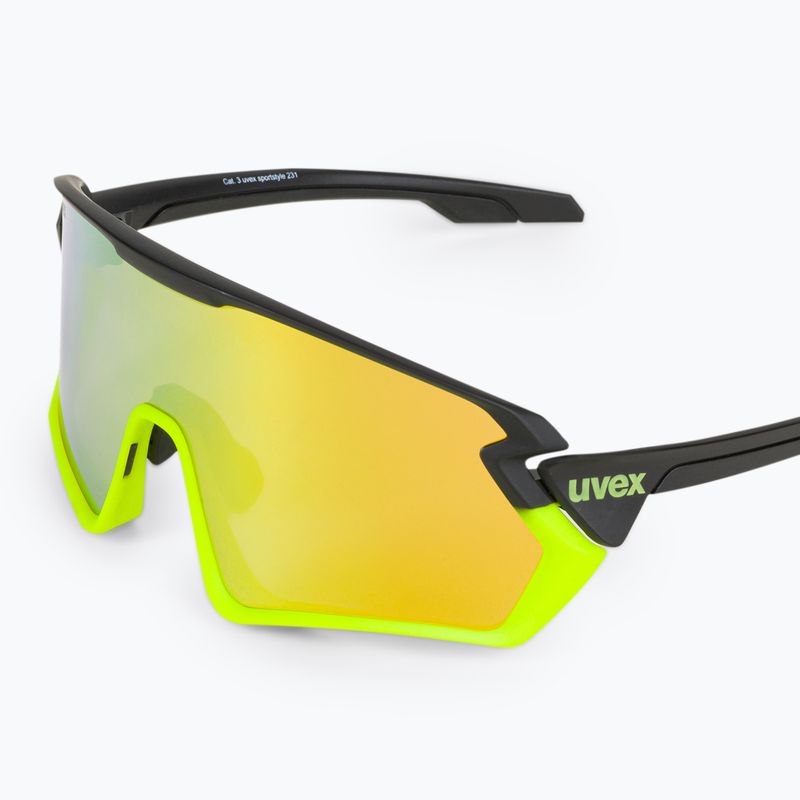 UVEX Sportstyle 231 juodai geltoni matiniai / veidrodiniai geltoni dviratininko akiniai S5320652616 5