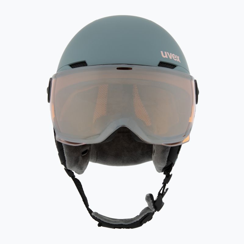 Vaikiškas slidinėjimo šalmas UVEX Rocket Visor Jr rhino/blush matt/mirror silver/lasergold lite 2