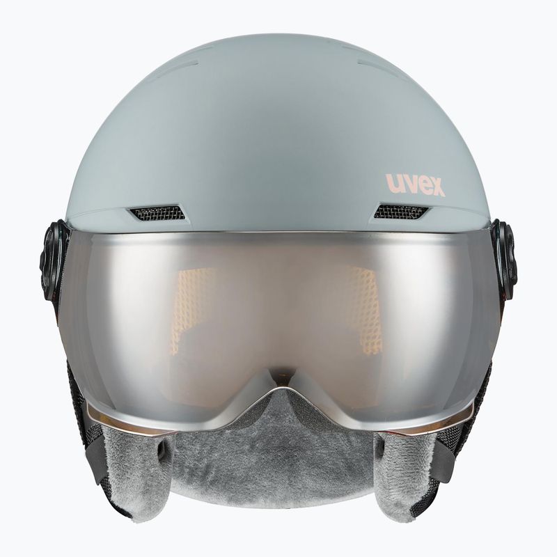 Vaikiškas slidinėjimo šalmas UVEX Rocket Visor Jr rhino/blush matt/mirror silver/lasergold lite 2