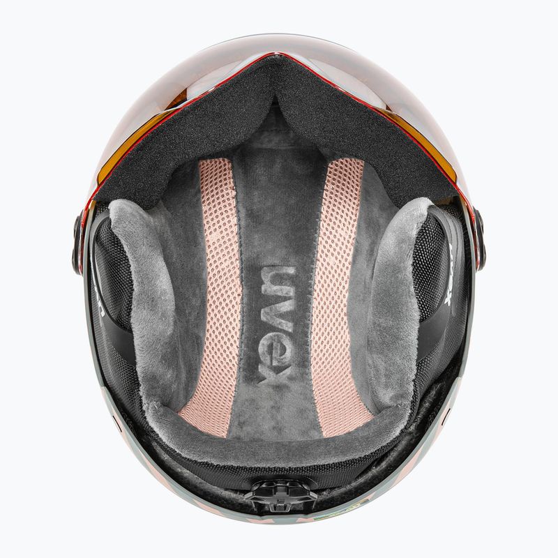 Vaikiškas slidinėjimo šalmas UVEX Rocket Visor Jr rhino/blush matt/mirror silver/lasergold lite 4