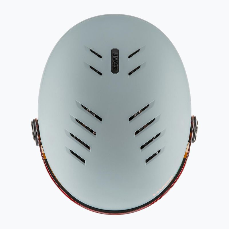 Vaikiškas slidinėjimo šalmas UVEX Rocket Visor Jr rhino/blush matt/mirror silver/lasergold lite 5