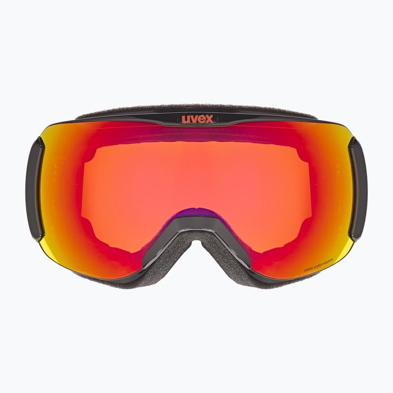 UVEX Downhill 2100 CV S2 slidinėjimo akiniai juodi blizgūs/veidrodiniai raudoni/spalvoti oranžiniai 6