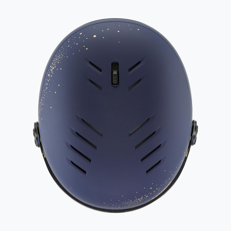 Moteriškas slidinėjimo šalmas UVEX Wanted Visor WE fleece sparkles/gold matt/mirror gold smoke 8