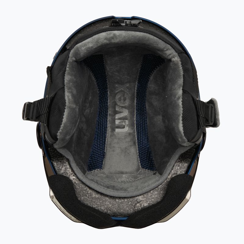 Vaikiškas slidinėjimo šalmas UVEX Rocket Visor Jr blue puzzle matt/mirror blue/smoke 5