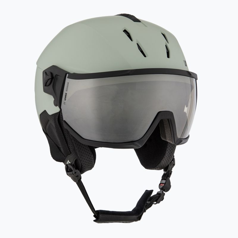 Slidinėjimo šalmas UVEX Instinct Visor oxid green matt/mirror silver/smoke