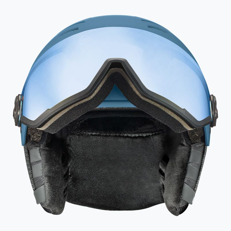 Slidinėjimo šalmas UVEX Wanted Visor stone blue matt/mirror blue/smoke 2