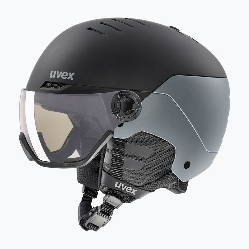 Slidinėjimo šalmas UVEX Wanted Visor Pro V black/silver matt