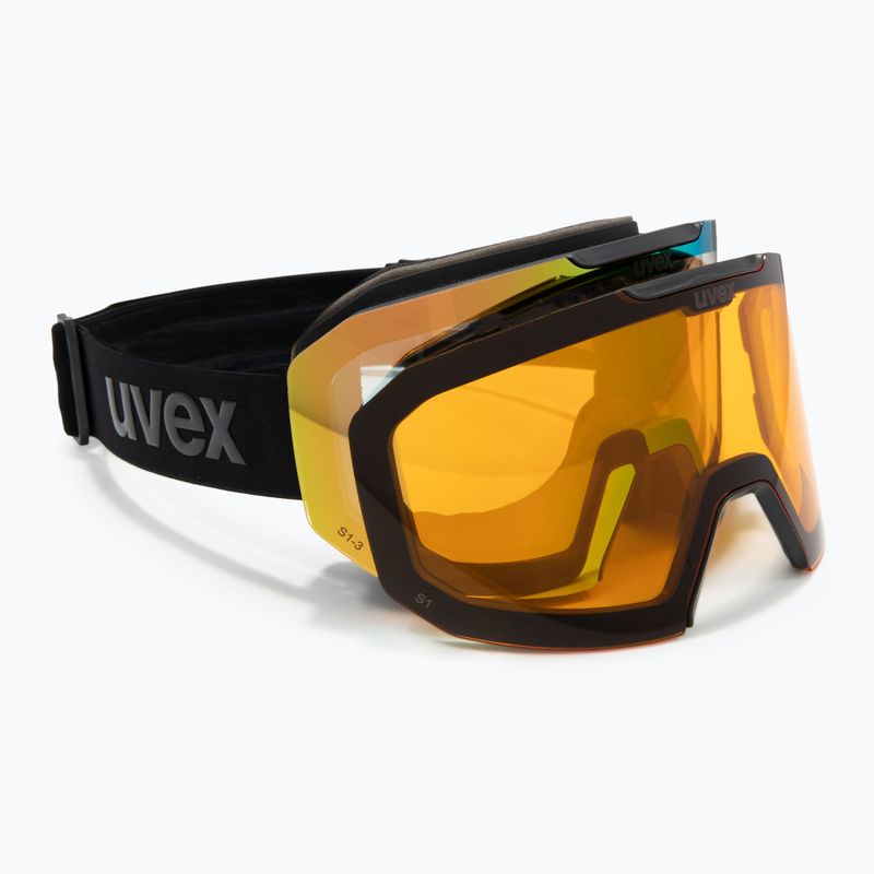 Slidinėjimo akiniai UVEX Evidnt Attract V + dėklas black matt/mirror green clear/yellow