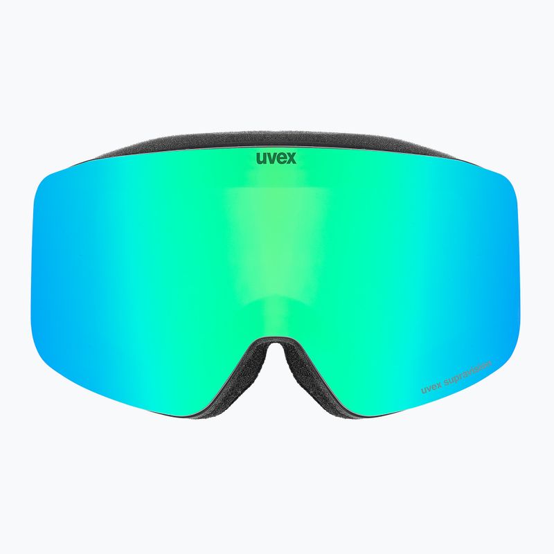 Vaikiški slidinėjimo akiniai UVEX Pwdr FM black matt/mirror green yellow clear 2