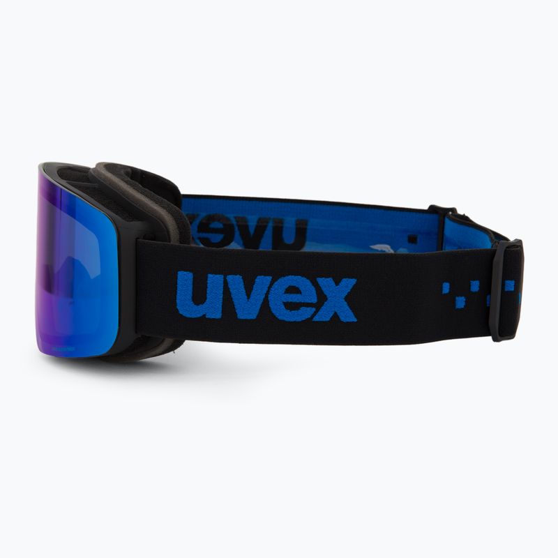Vaikiški slidinėjimo akiniai UVEX Pwdr FM black matt/mirror blue smoke clear 4