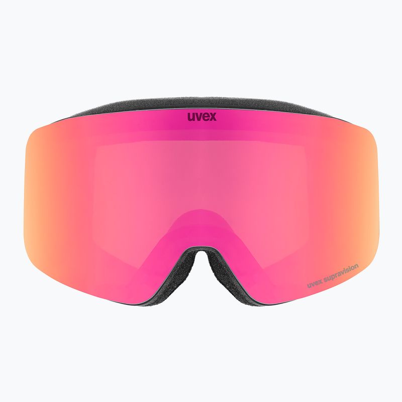 Vaikiški slidinėjimo akiniai UVEX Pwdr FM black matt/mirror pink green clear 2