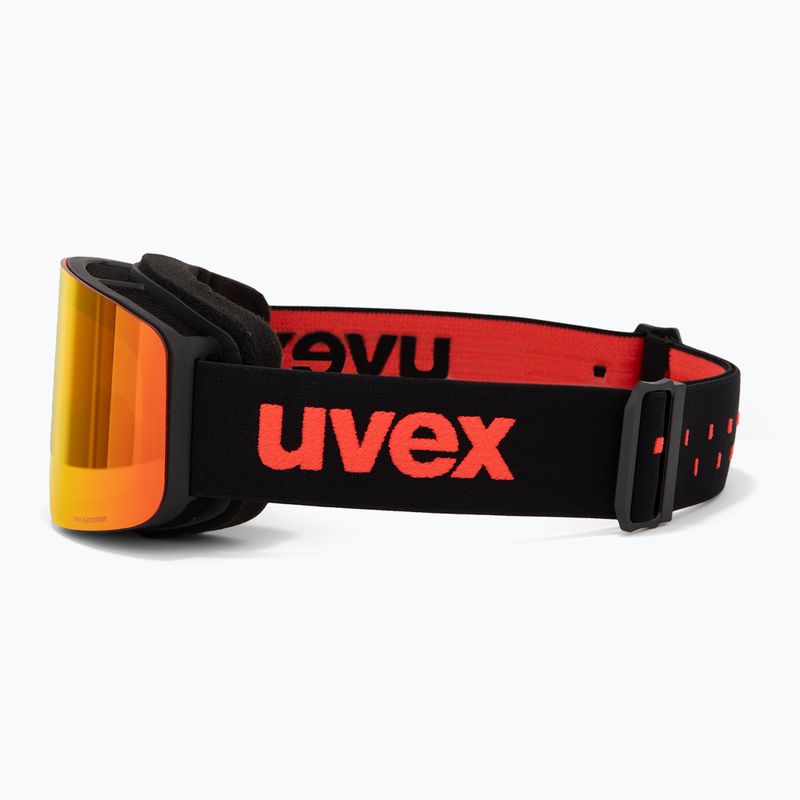 Vaikiški slidinėjimo akiniai UVEX Pwdr FM black matt/mirror red orange clear 4