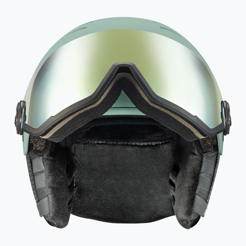 Slidinėjimo šalmas UVEX Wanted Visor oxid green matt/mirror gold/smoke 2