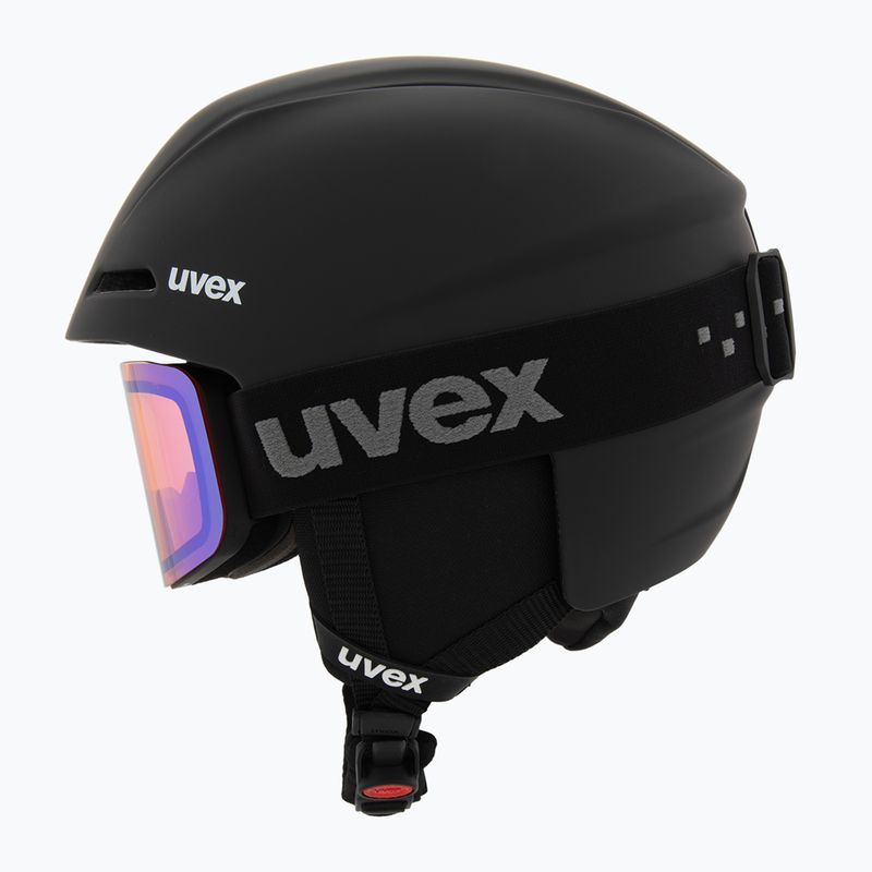 Vaikiškas slidinėjimo šalmas UVEX Viti Set + slidinėjimo akiniai Speedy Pro black matt/mirror green/yellow/clear 3