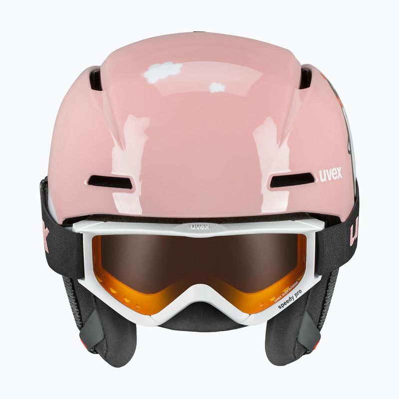 Vaikiškas slidinėjimo šalmas UVEX Viti Set + akiniai Speedy Pro pink penguin/lasergold lite 2