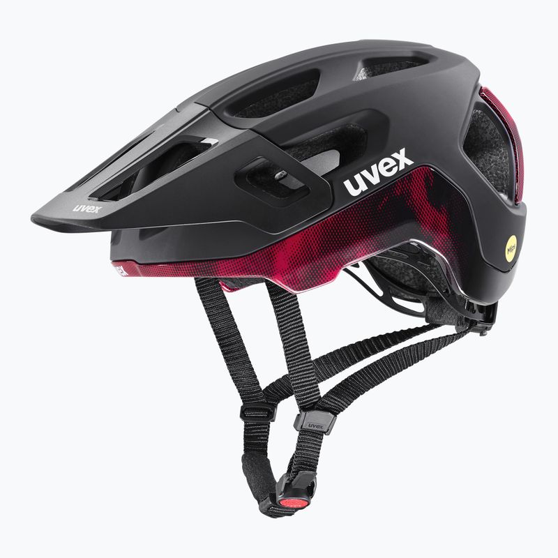 Dviračio šalmas UVEX React MIPS black/ruby red matt