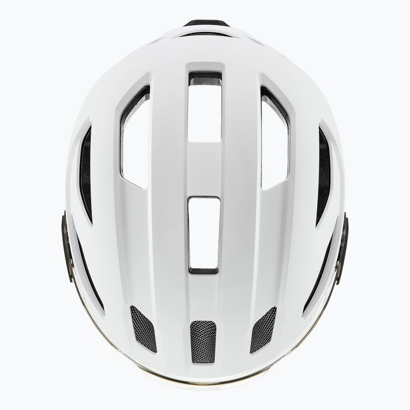 Dviratininko šalmas UVEX Stride Visor white matt/litemirror silver 6