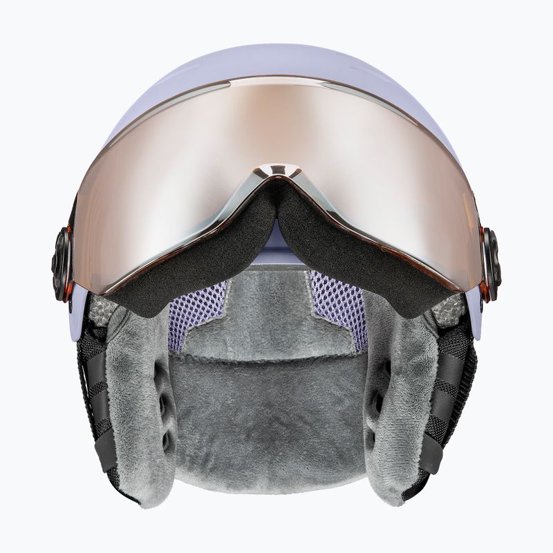Vaikiškas slidinėjimo šalmas UVEX Rocket Visor Jr cool lavender abstract matt/mirror silver/laser gold 3