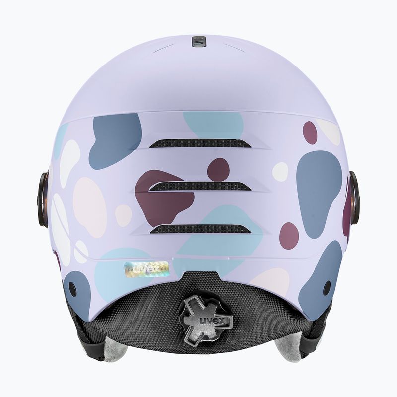Vaikiškas slidinėjimo šalmas UVEX Rocket Visor Jr cool lavender abstract matt/mirror silver/laser gold 4