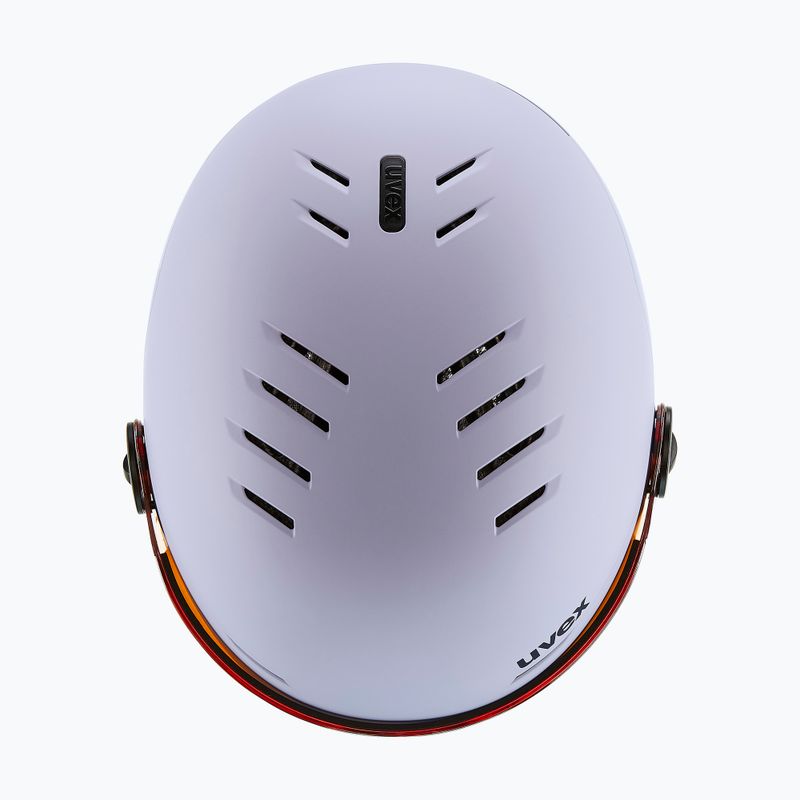 Vaikiškas slidinėjimo šalmas UVEX Rocket Visor Jr cool lavender abstract matt/mirror silver/laser gold 5