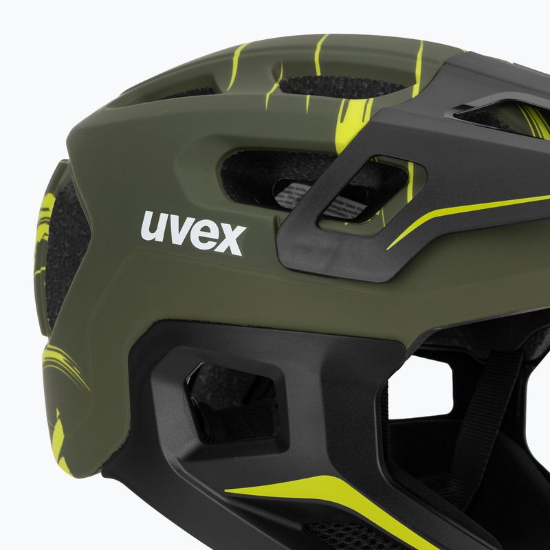 Vaikiškas dviratininko šalmas UVEX React Fullface Jr dark olive matt 7