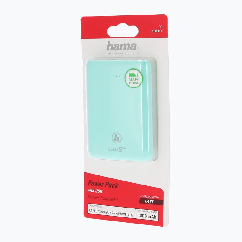 Hama Slim 5HD maitinimo blokas 5000 mAh, žalias