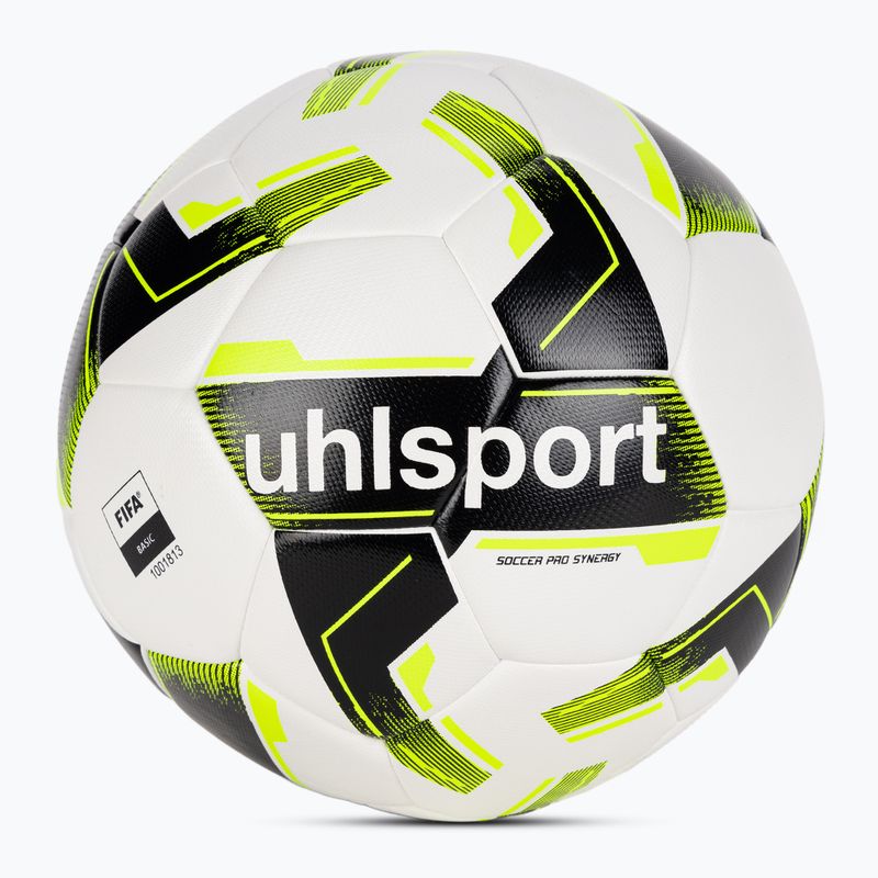 Futbolo kamuolys uhlsport Soccer Pro Synergy white/black/fluo yellow dydis 5