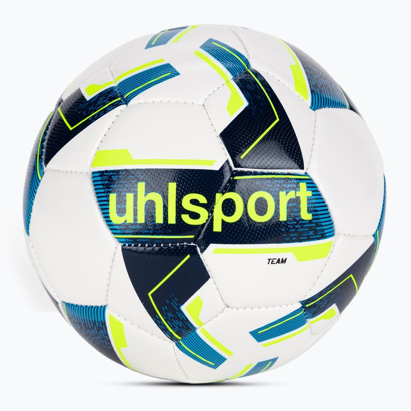 Futbolo kamuolys uhlsport Team white/navy/fluo yellow dydis 4