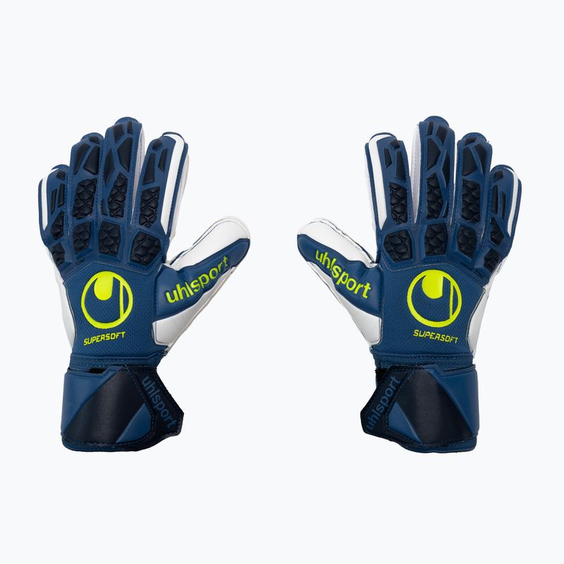 Uhlsport Hyperact Supersoft mėlynos ir baltos spalvos vartininko pirštinės 101123701