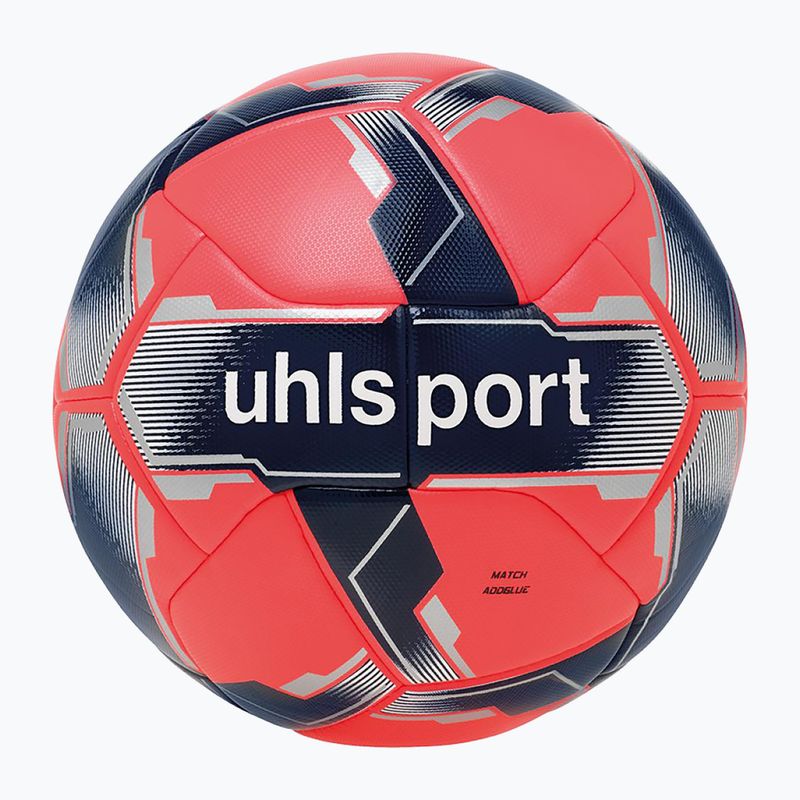 Futbolo kamuolys uhlsport Match Addglue fluo red/navy/silver dydis 5 4