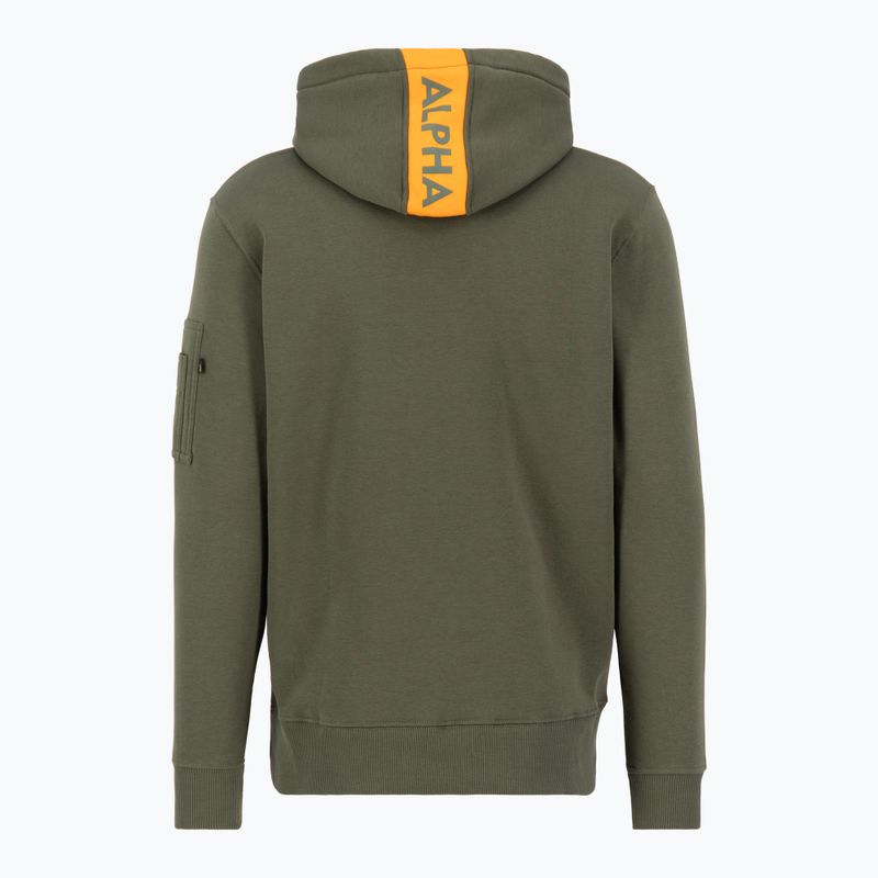Vyriškas džemperis Alpha Industries Red Stripe Hoodie dark green 2