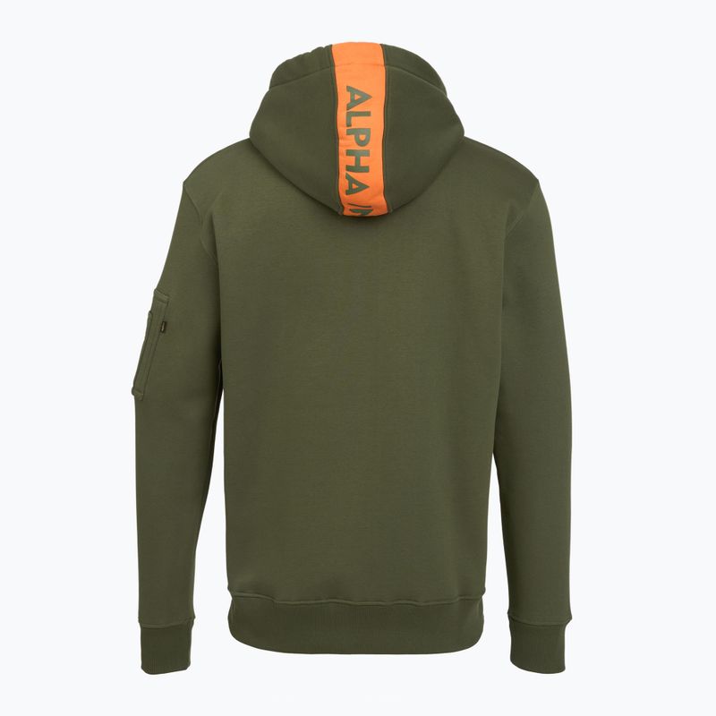 Vyriškas džemperis Alpha Industries Red Stripe Hoodie dark green 2