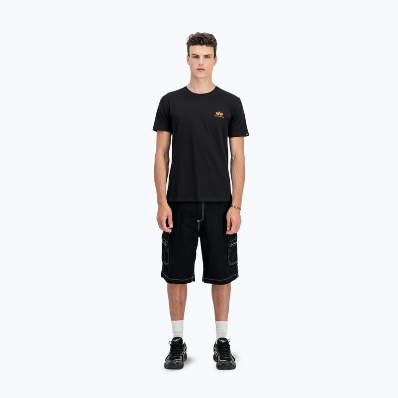 Vyriški marškinėliai Alpha Industries Basic Small Logo black/neon orange 2